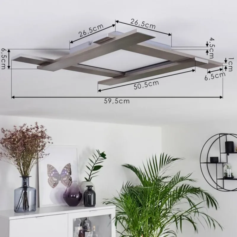 hofstein Plafonnier Cuchara LED Nickel mat, 1 lumière