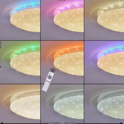 hofstein Plafonnier Cure LED Blanc, 1 lumière, Télécommandes, Changeur de couleurs