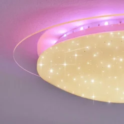 hofstein Plafonnier Cure LED Blanc, 1 lumière, Télécommandes, Changeur de couleurs