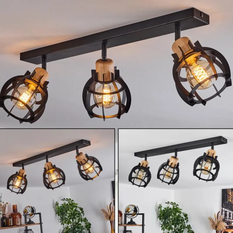 Lampes Industrielles-hofstein Plafonnier Dandin Noir, 3 lumières