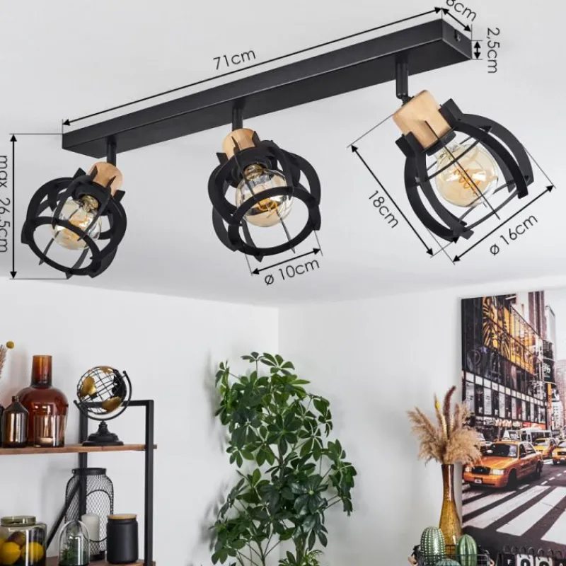 Lampes Industrielles-hofstein Plafonnier Dandin Noir, 3 lumières