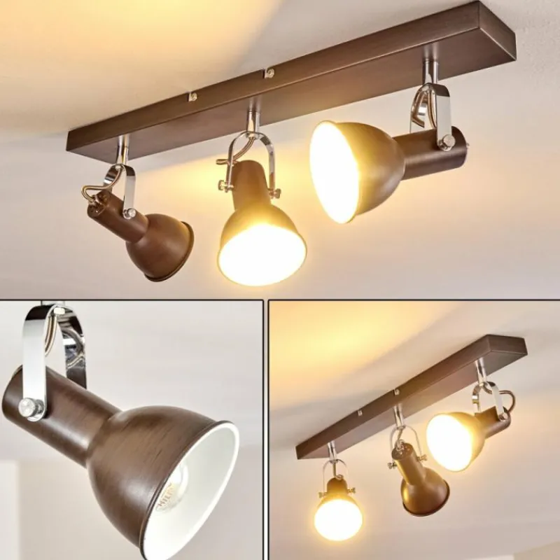 hofstein Plafonnier Danikon Brun, 3 lumières* Spots Et Projecteurs