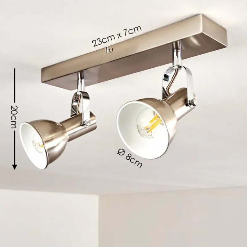 hofstein Plafonnier Danikon Nickel mat, 2 lumières* Spots Et Projecteurs