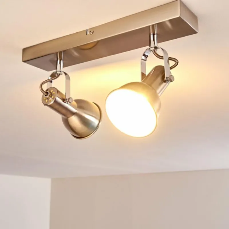 hofstein Plafonnier Danikon Nickel mat, 2 lumières* Spots Et Projecteurs