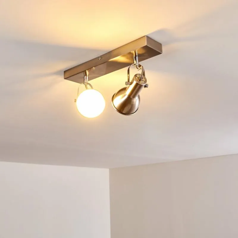 hofstein Plafonnier Danikon Nickel mat, 2 lumières* Spots Et Projecteurs