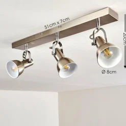 hofstein Plafonnier Danikon Nickel mat, 3 lumières* Spots Et Projecteurs