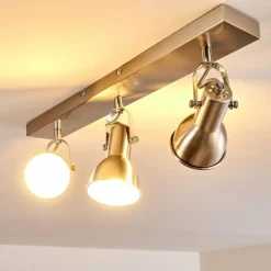 hofstein Plafonnier Danikon Nickel mat, 3 lumières* Spots Et Projecteurs