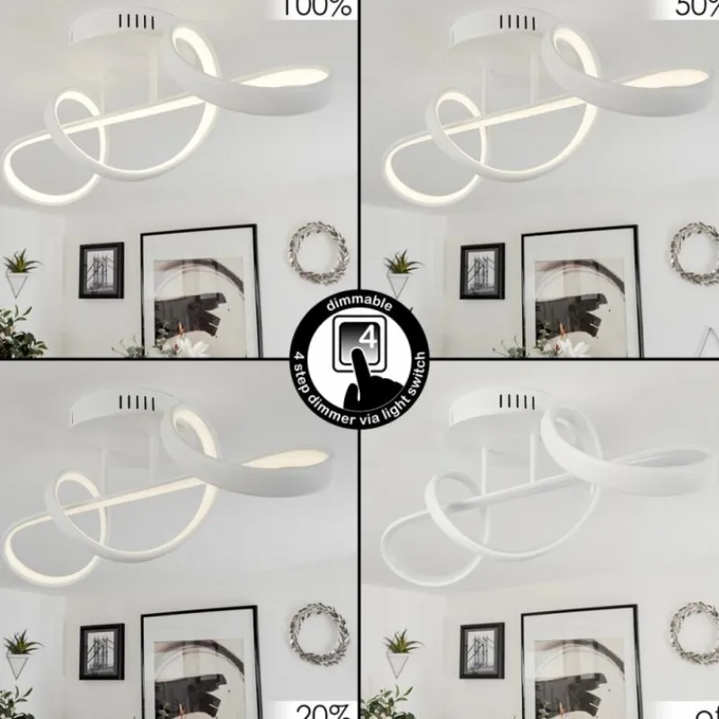 hofstein Plafonnier Dauntey LED Blanc, 1 lumière, Télécommandes