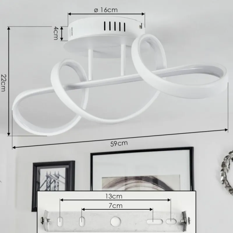 hofstein Plafonnier Dauntey LED Blanc, 1 lumière, Télécommandes