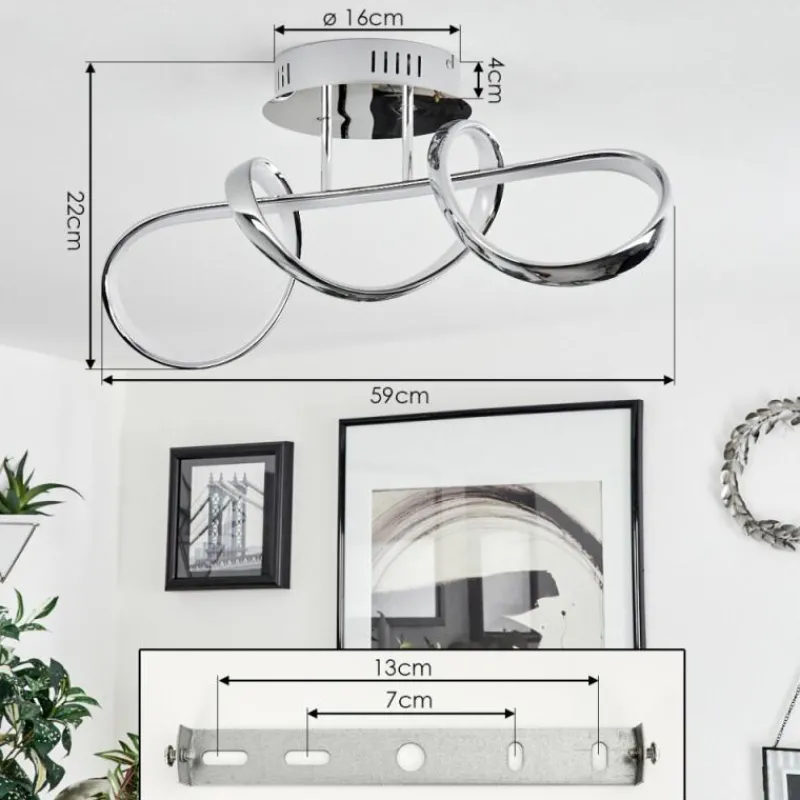 hofstein Plafonnier Dauntey LED Chrome, 1 lumière