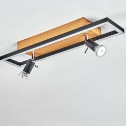 hofstein Plafonnier Deadwood LED Brun, Chrome, Couleur bois, 3 lumières