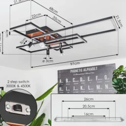 Lampes En Bois-hofstein Plafonnier Deadwood LED Brun, Couleur bois, 6 lumières
