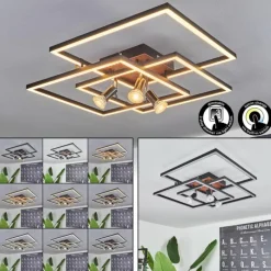 hofstein Plafonnier Deadwood LED Brun, Couleur bois, 4 lumières