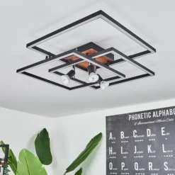 hofstein Plafonnier Deadwood LED Brun, Couleur bois, 4 lumières