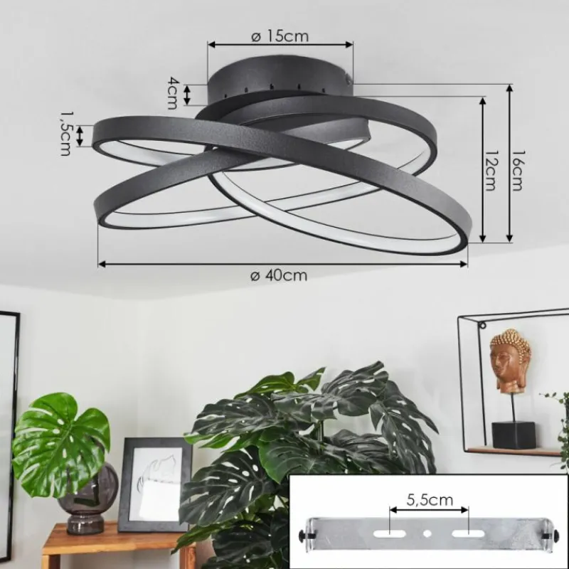 hofstein Plafonnier Demaine LED Noir, 1 lumière