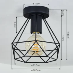 hofstein Plafonnier Denno Noir, 1 lumière