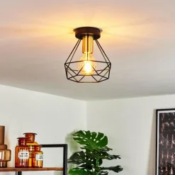 Lampes Dorées-hofstein Plafonnier Denno Or, Noir, 1 lumière