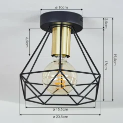 Lampes Dorées-hofstein Plafonnier Denno Or, Noir, 1 lumière