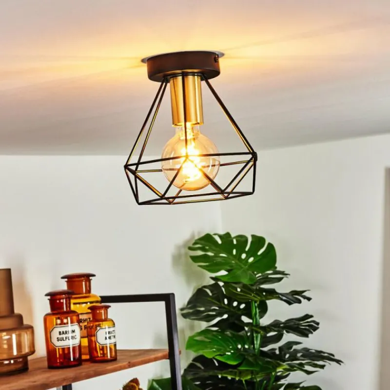 Lampes Dorées-hofstein Plafonnier Denno Or, Noir, 1 lumière