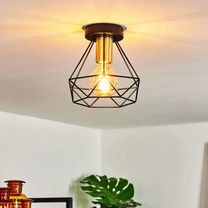 Lampes Dorées-hofstein Plafonnier Denno Or, Noir, 1 lumière