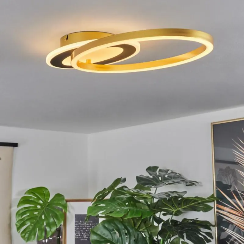 Lampes Dorées-hofstein Plafonnier Deroche LED Or, Noir, 1 lumière