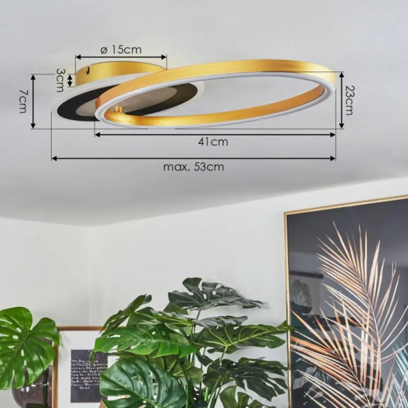 Lampes Dorées-hofstein Plafonnier Deroche LED Or, Noir, 1 lumière