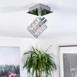 hofstein Plafonnier Desrue Chrome, Argenté, 1 lumière