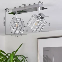 hofstein Plafonnier Desrue Chrome, Argenté, 2 lumières