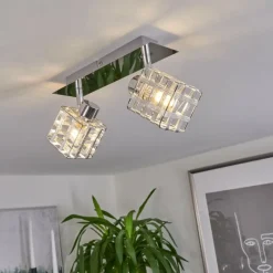 hofstein Plafonnier Desrue Chrome, Argenté, 2 lumières