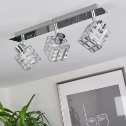 Lampes Industrielles-hofstein Plafonnier Desrue Chrome, Argenté, 3 lumières