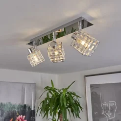 Lampes Industrielles-hofstein Plafonnier Desrue Chrome, Argenté, 3 lumières