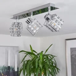 Lampes Industrielles-hofstein Plafonnier Desrue Chrome, Argenté, 3 lumières