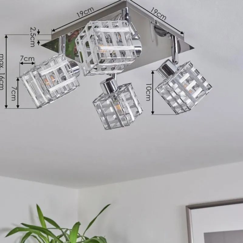 hofstein Plafonnier Desrue Chrome, Argenté, 4 lumières