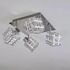 hofstein Plafonnier Desrue Chrome, Argenté, 4 lumières