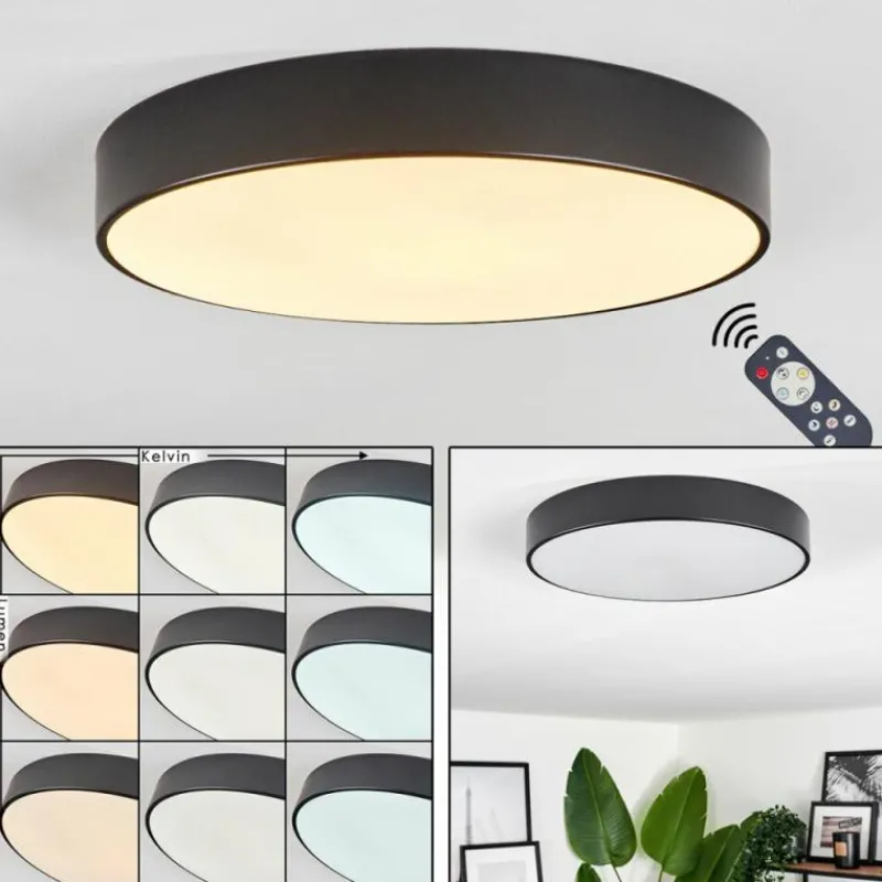 hofstein Plafonnier Diagonal LED Noir, 1 lumière, Télécommandes