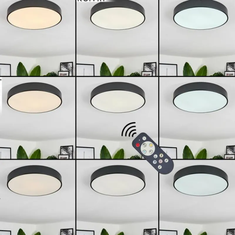 hofstein Plafonnier Diagonal LED Noir, 1 lumière, Télécommandes