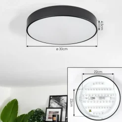 hofstein Plafonnier Diagonal LED Noir, 1 lumière, Télécommandes