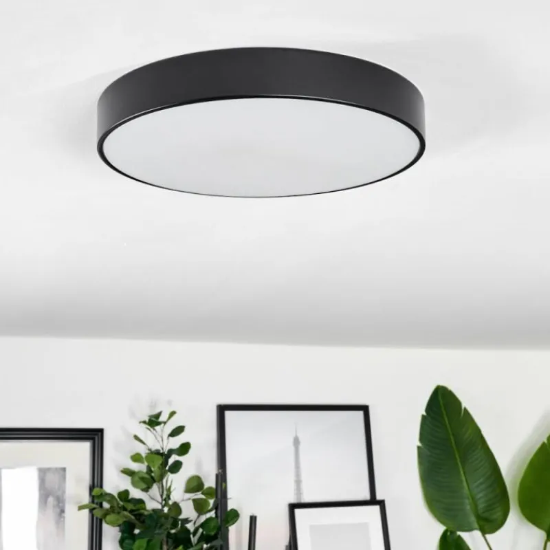 hofstein Plafonnier Diagonal LED Noir, 1 lumière, Télécommandes