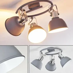 hofstein Plafonnier Dompierre Gris, Blanc, 3 lumières