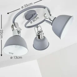 hofstein Plafonnier Dompierre Gris, Blanc, 3 lumières