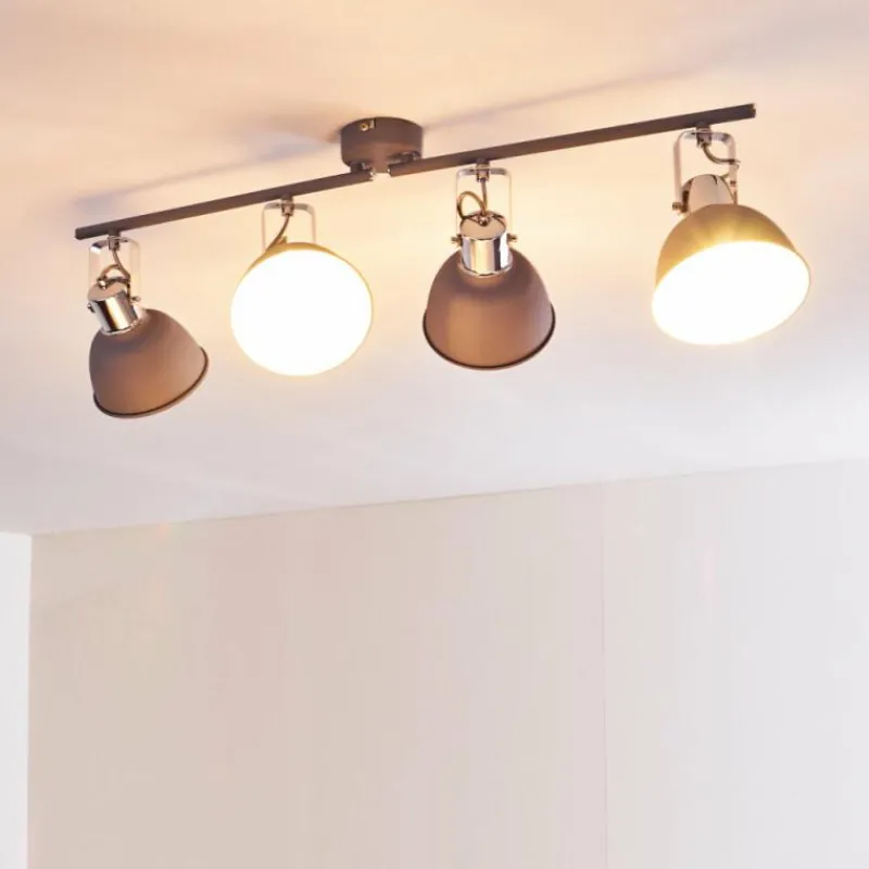 hofstein Plafonnier Dompierre Gris, Blanc, 4 lumières* Spots Et Projecteurs