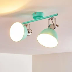 Lampes Vintages & Rétros-hofstein Plafonnier Dompierre Vert, Blanc, 2 lumières