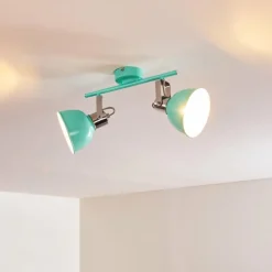 Lampes Vintages & Rétros-hofstein Plafonnier Dompierre Vert, Blanc, 2 lumières