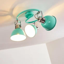 Lampes Vintages & Rétros-hofstein Plafonnier Dompierre Vert, Blanc, 3 lumières