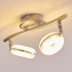 hofstein Plafonnier Donot LED Nickel mat, 2 lumières