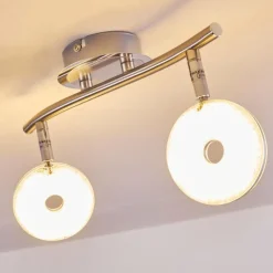 hofstein Plafonnier Donot LED Nickel mat, 2 lumières