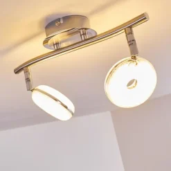 hofstein Plafonnier Donot LED Nickel mat, 2 lumières