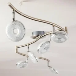 hofstein Plafonnier Donot LED Nickel mat, 6 lumières