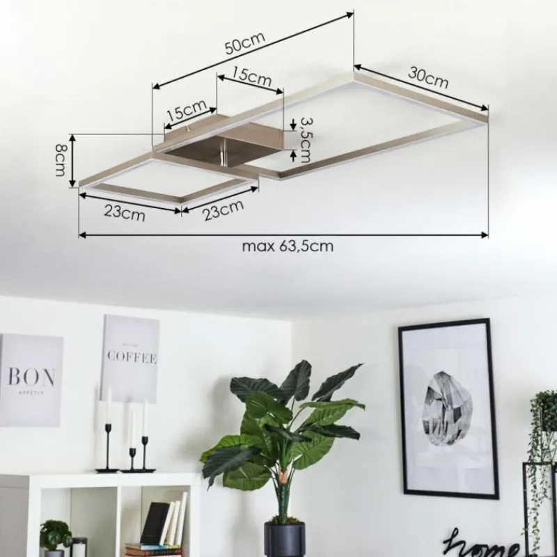 hofstein Plafonnier Doyon LED Nickel mat, 1 lumière