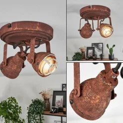 Lampes Industrielles-hofstein Plafonnier Drobak Rouille, 2 lumières